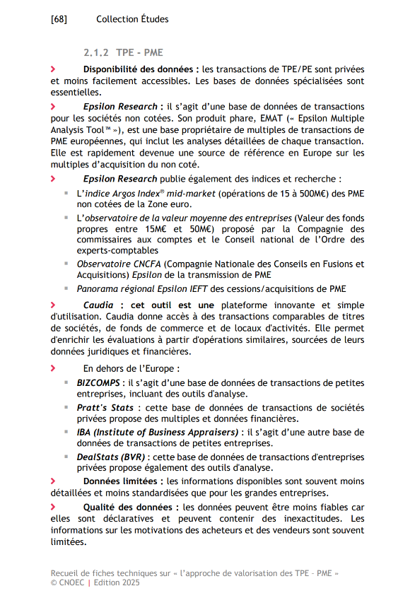 CAUDIA - Approche de valorisation des TPE-PME - Ordre des Experts Comptables